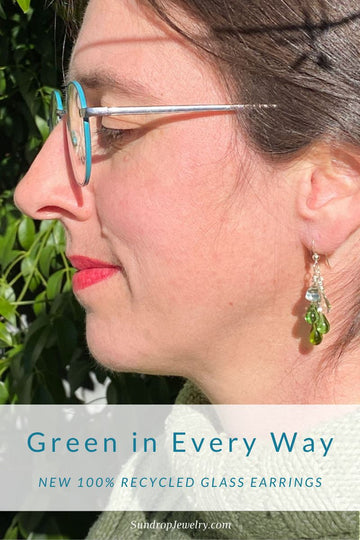 100% recycled earrings are green in every way!  Sauvignon Blanc Sonoma Earrings by Sundrop Jewelry