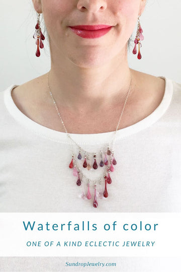 One of a kind eclectic jewelry in waterfall of color!