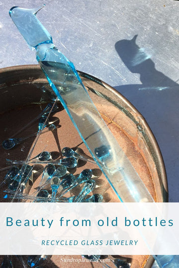 Behind the scenes making "Water" glass teardrops from Bombay Sapphire Gin bottles for Sundrop Jewelry
