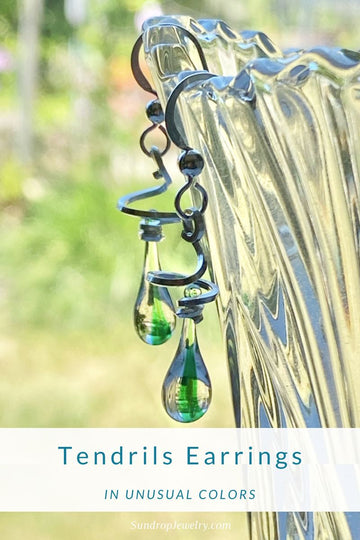 Short Tendrils Earrings in unusual colors by Sundrop Jewelry