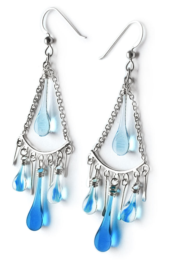 Aqua Hanging Chandelier Earrings - Sundrop Jewelry