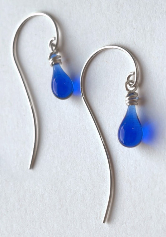 Handmade Hook Earrings, Cobalt - Sundrop Jewelry