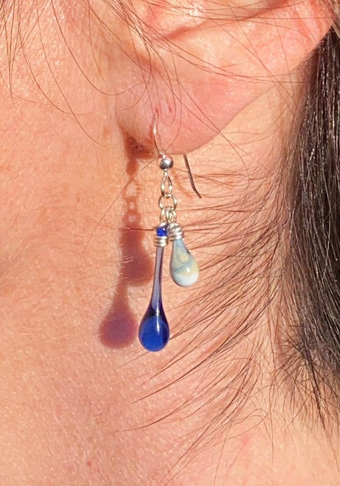 Storm Duet Earrings, cobalt blue #2 - Sundrop Jewelry