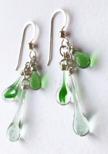 Trio Earrings, Green Tornado
