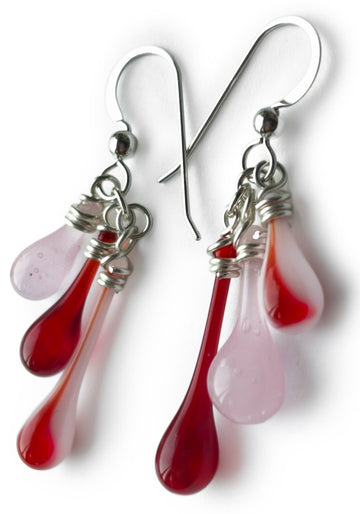 Trio Earrings, Pink Christmas