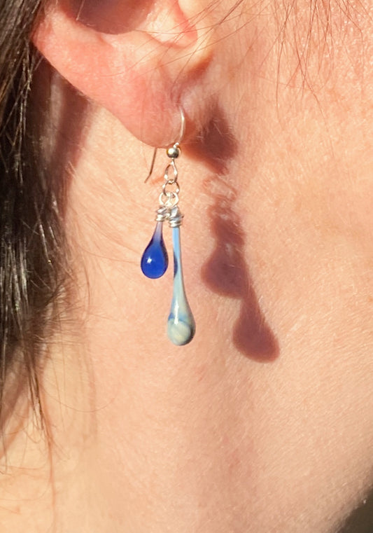 Storm Duet Earrings, cobalt blue #1 - Sundrop Jewelry