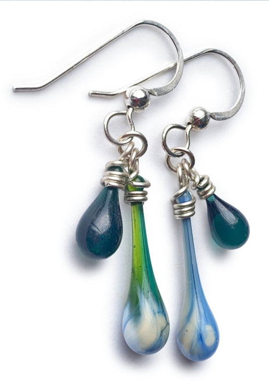 Storm Duet Earrings, teal - Sundrop Jewelry