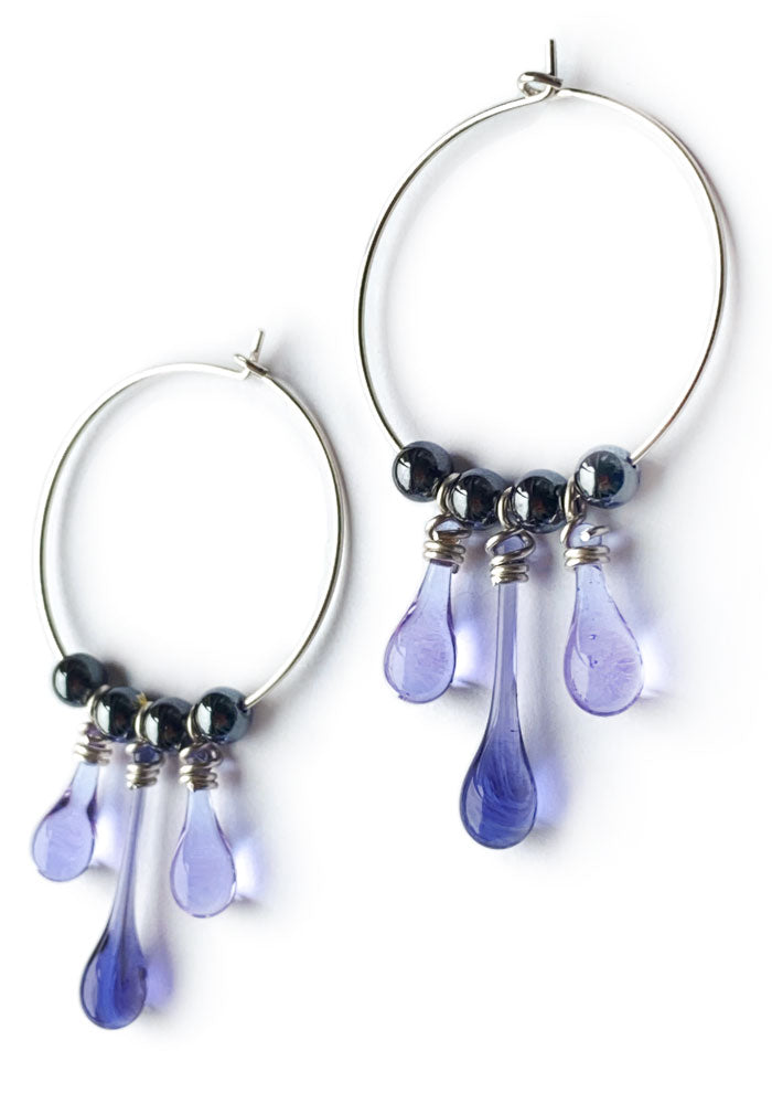 Purple Trio Hoop Earrings