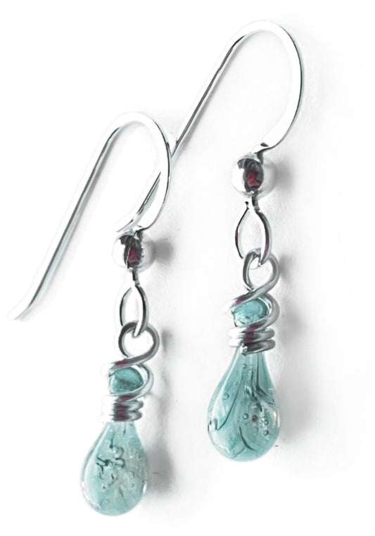 Tiny Swirling Cyan Demi Earrings