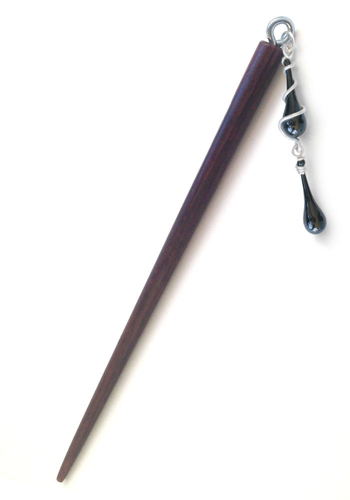 Black & Silver Hair Stick - glass Jewelry by Sundrop Jewelry