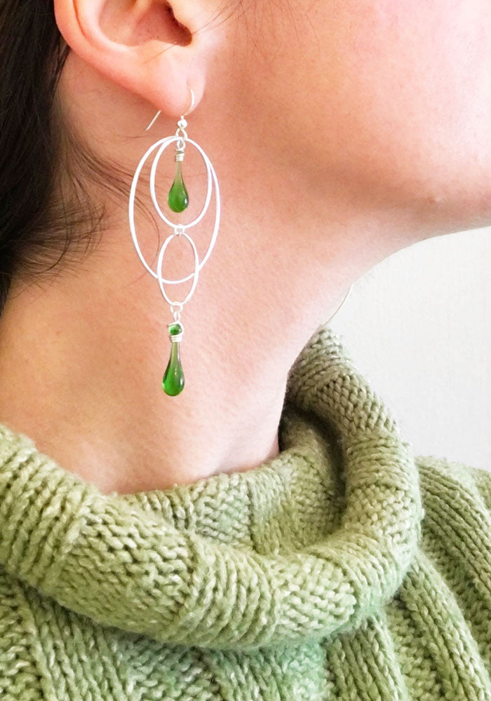 Orbital Motion Earrings, large - glass Earrings by Sundrop Jewelry