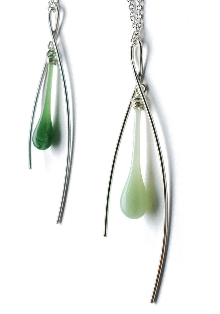 Jadeite Inner Spark Pendant - glass Necklace by Sundrop Jewelry
