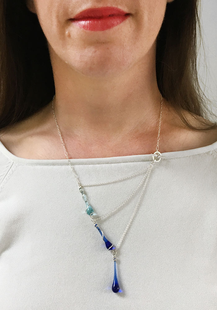 Spring Greens Aurora Necklace - glass Necklace by Sundrop Jewelry