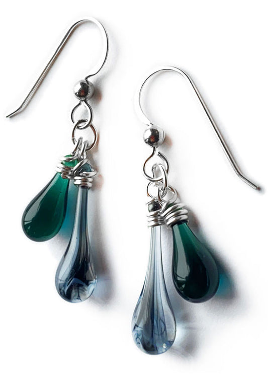 Smokey Teal Duet Earrings - Sundrop Jewelry