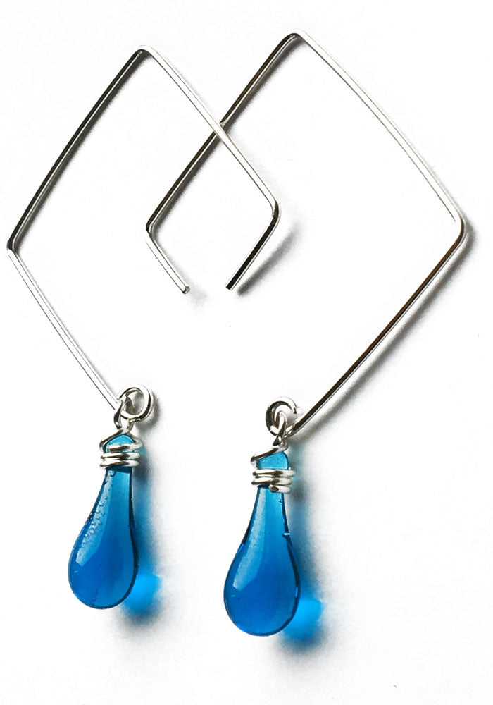 Square Earrings - glass Earrings by Sundrop Jewelry